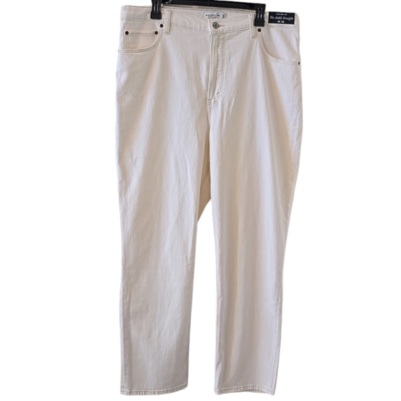 ABERCROMBIE & FITCH WOMEN'S PLUS IVORY WHITE "CURVE LOVE" PANTS SIZE 34/18 LONG - Picture 1 of 15